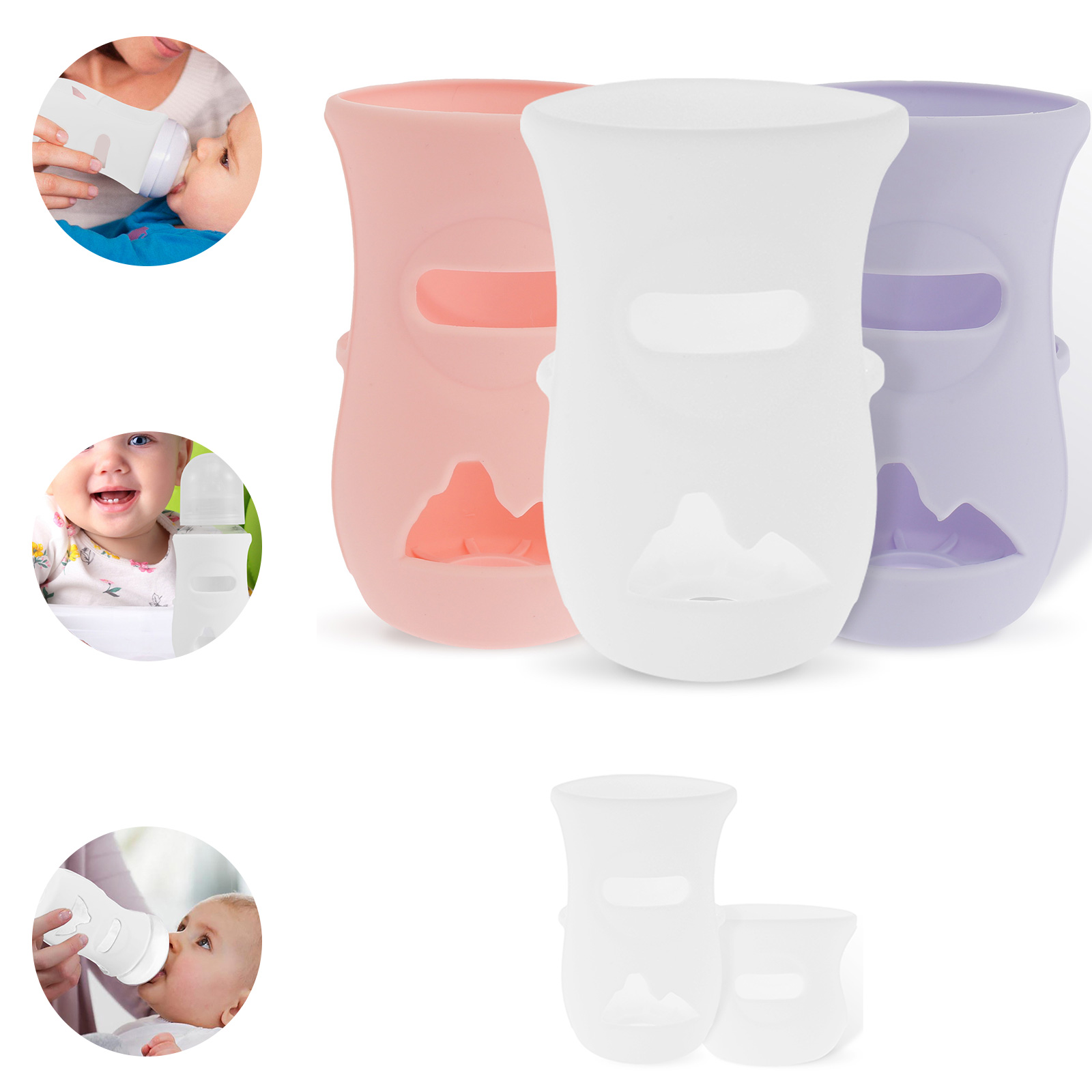 Baby Food Pouches - غطاء زجاجة أطفال من السيليكون بأكمام