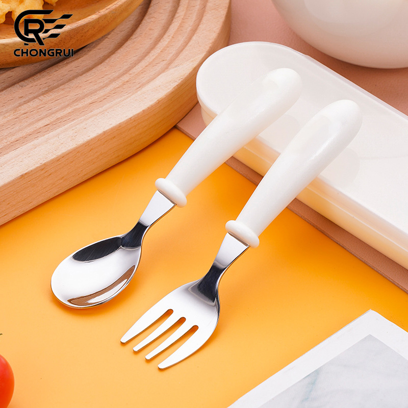 Baby Food Knife Set - طقم ملعقة وشوكة للأطفال من الفولاذ