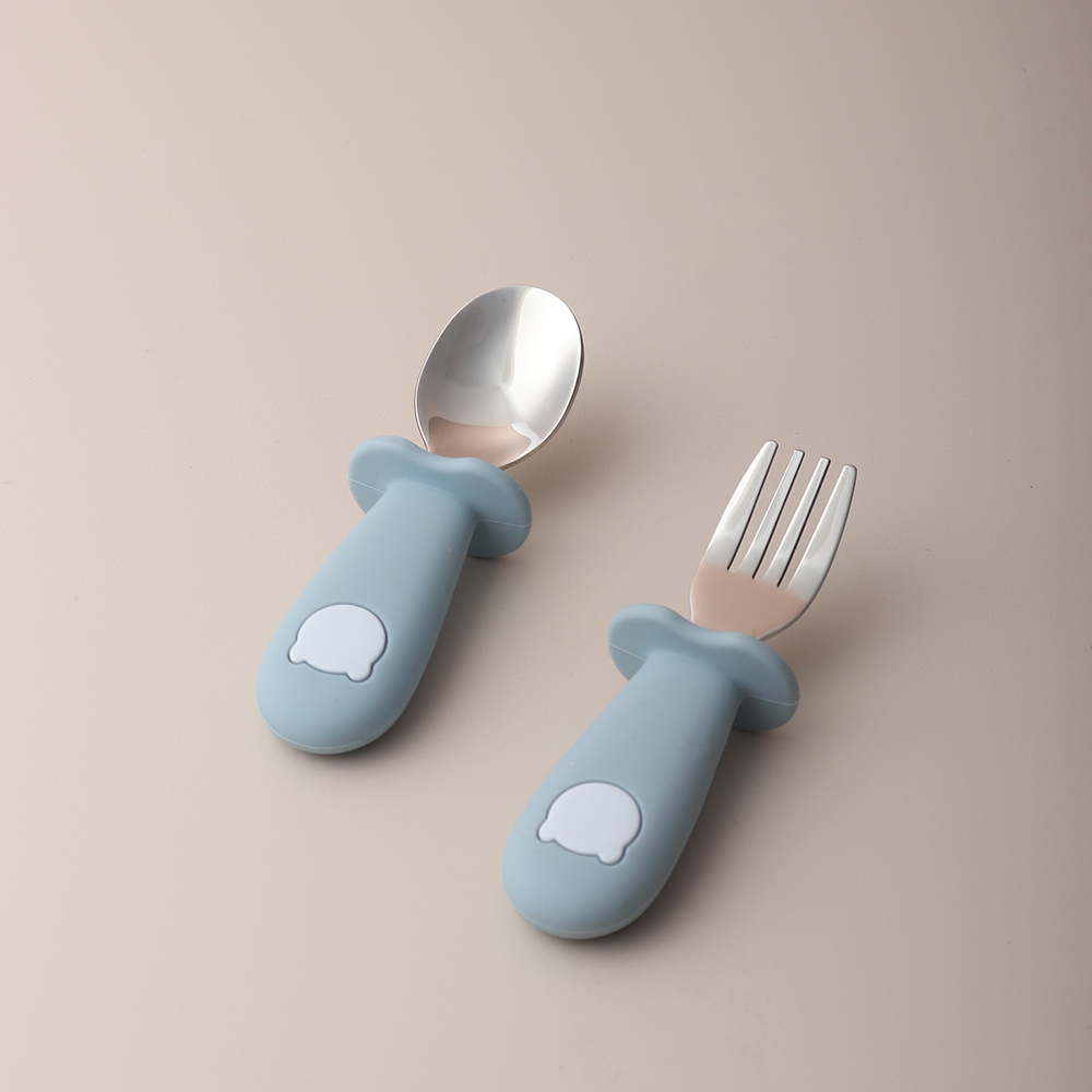 Baby Food Utensil - ملعقة وشوكة سيليكون على شكل باندا