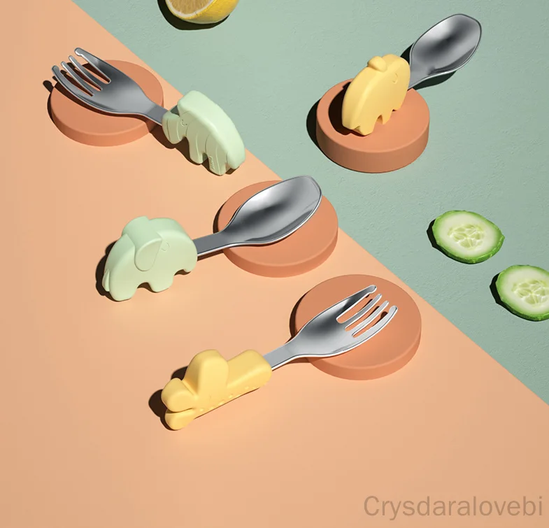 1setElephant قصيرة شوكة قاعدة  - مراجعة Baby Food Knife Set وسعره