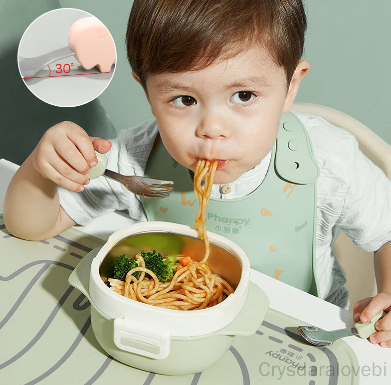 1setElephant قصيرة شوكة قاعدة  - مراجعة Baby Food Knife Set وسعره