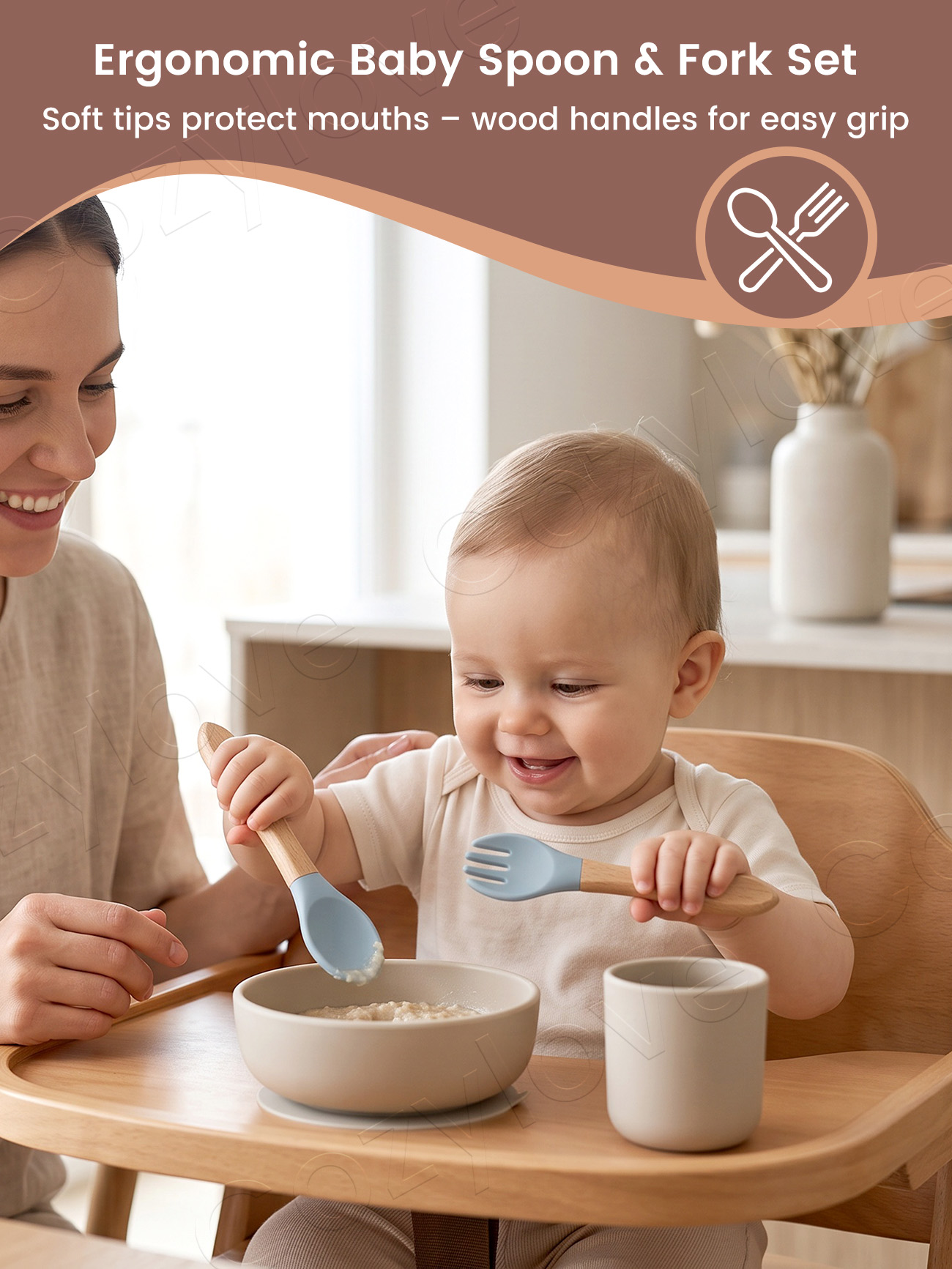 مجموعة شوكة وملعقة سيليكون للأ - مراجعة Baby Food Utensil وسعره